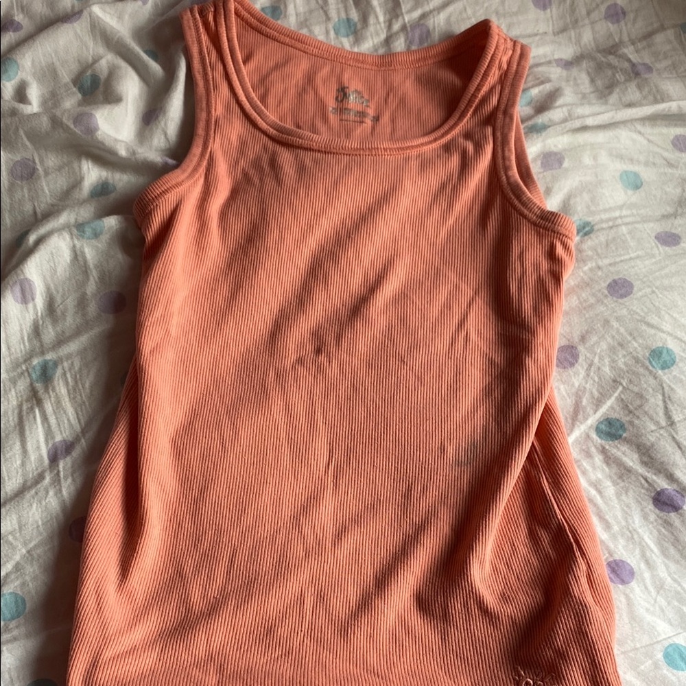 Justice Orange Fitted Ribbed Tank Top